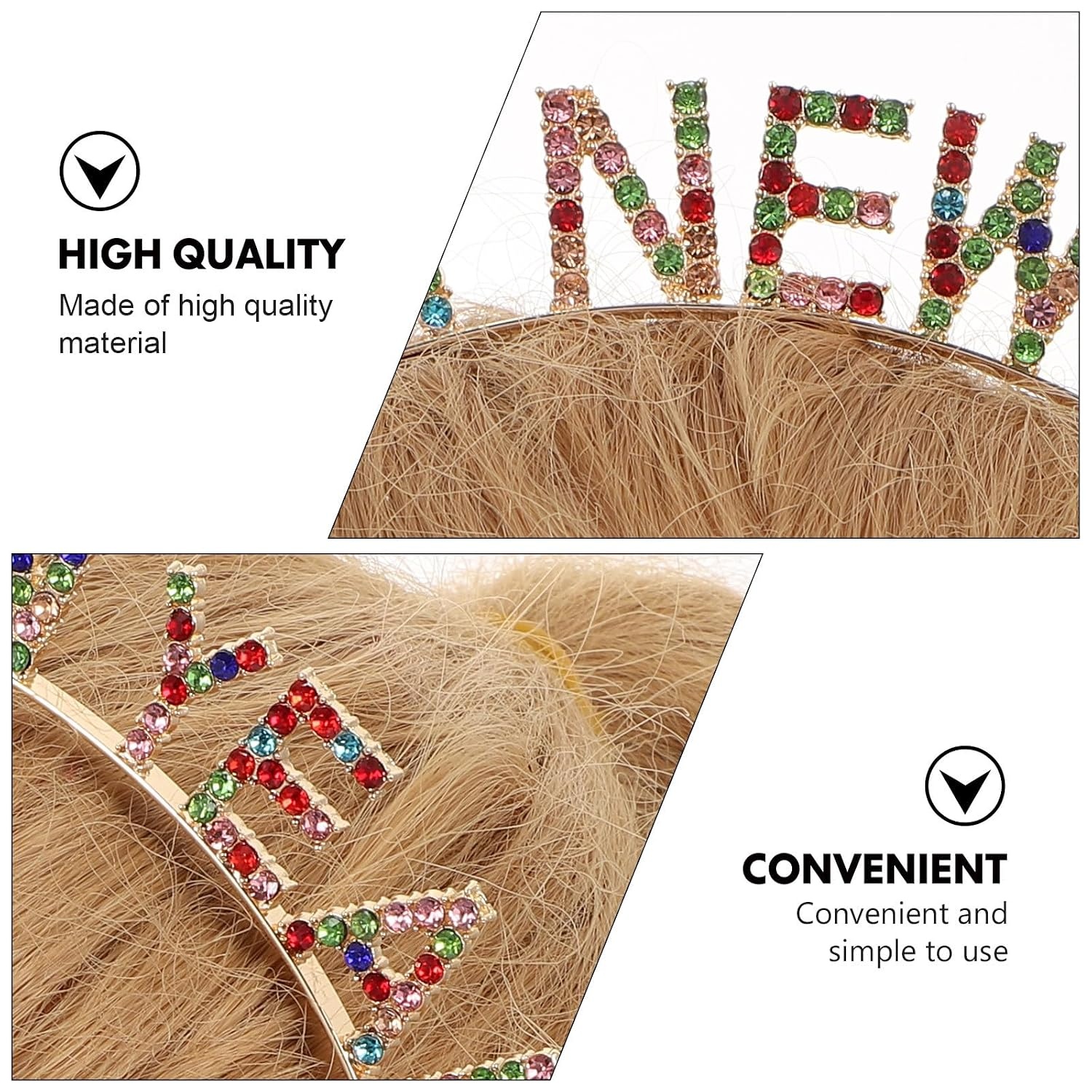 image:imageBeaupretty 2025 Happy New Year Headband Glitter Party Headpieces Decorative Christmas Party Headdress for Kids GirlsColorful