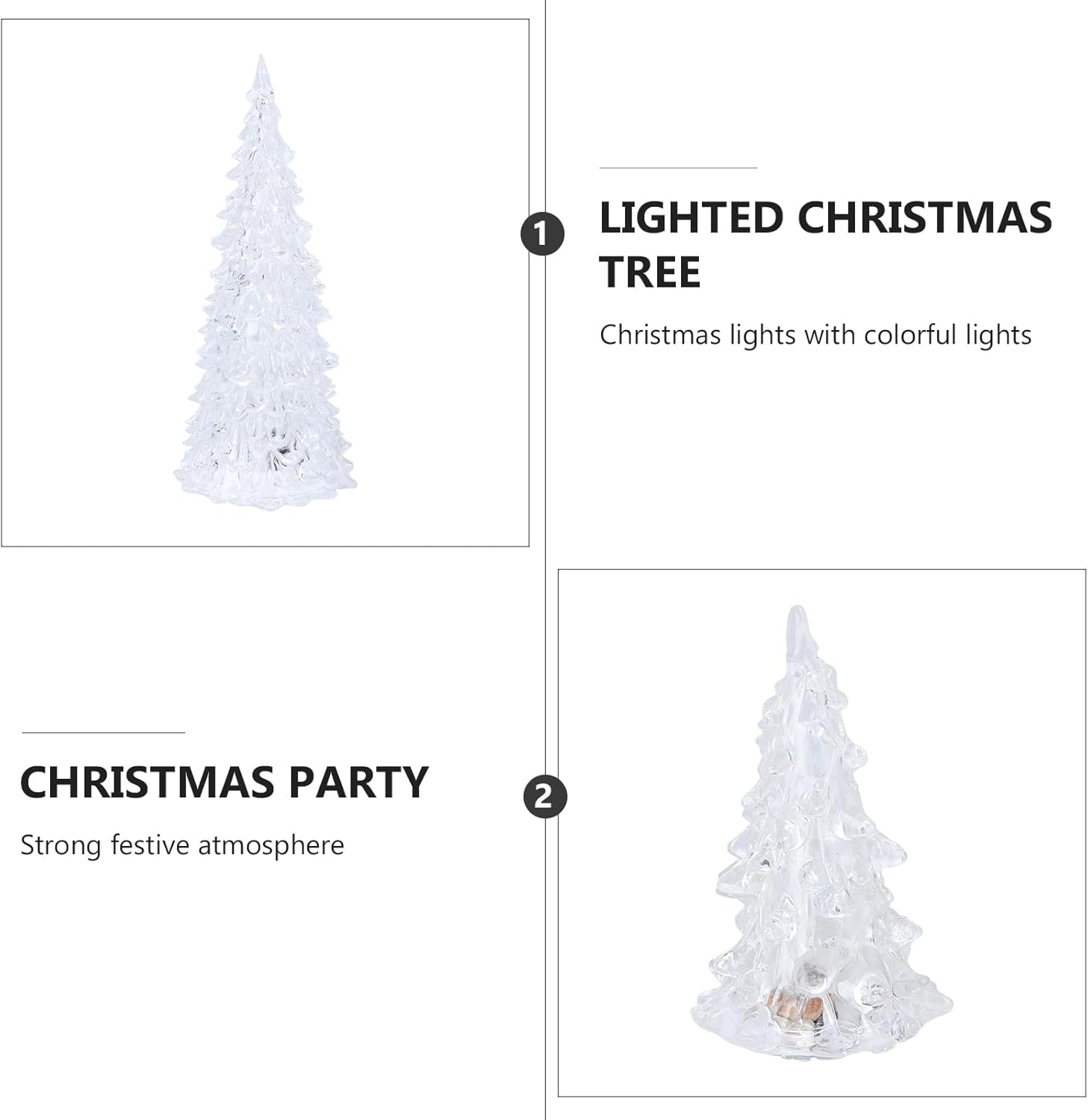 image:imageBeaupretty 3 Pieces Lighted Christmas Tree Figurine Color Changing LED Acrylic Holiday Tree Christmas Table Top Decoration for Centerpieces Window Desk Mantel Gift White
