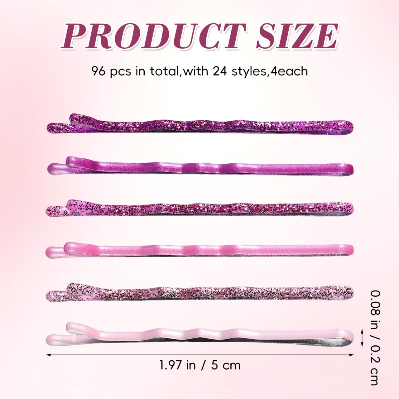 image:imageBeaupretty 96Pack Glitter Bobby Pins for Women and Girls Sparkly Metal Hair Clips with Stoving Varnish Colorful NonSlip Hair Barrettes for Decorative Styling amp Travel