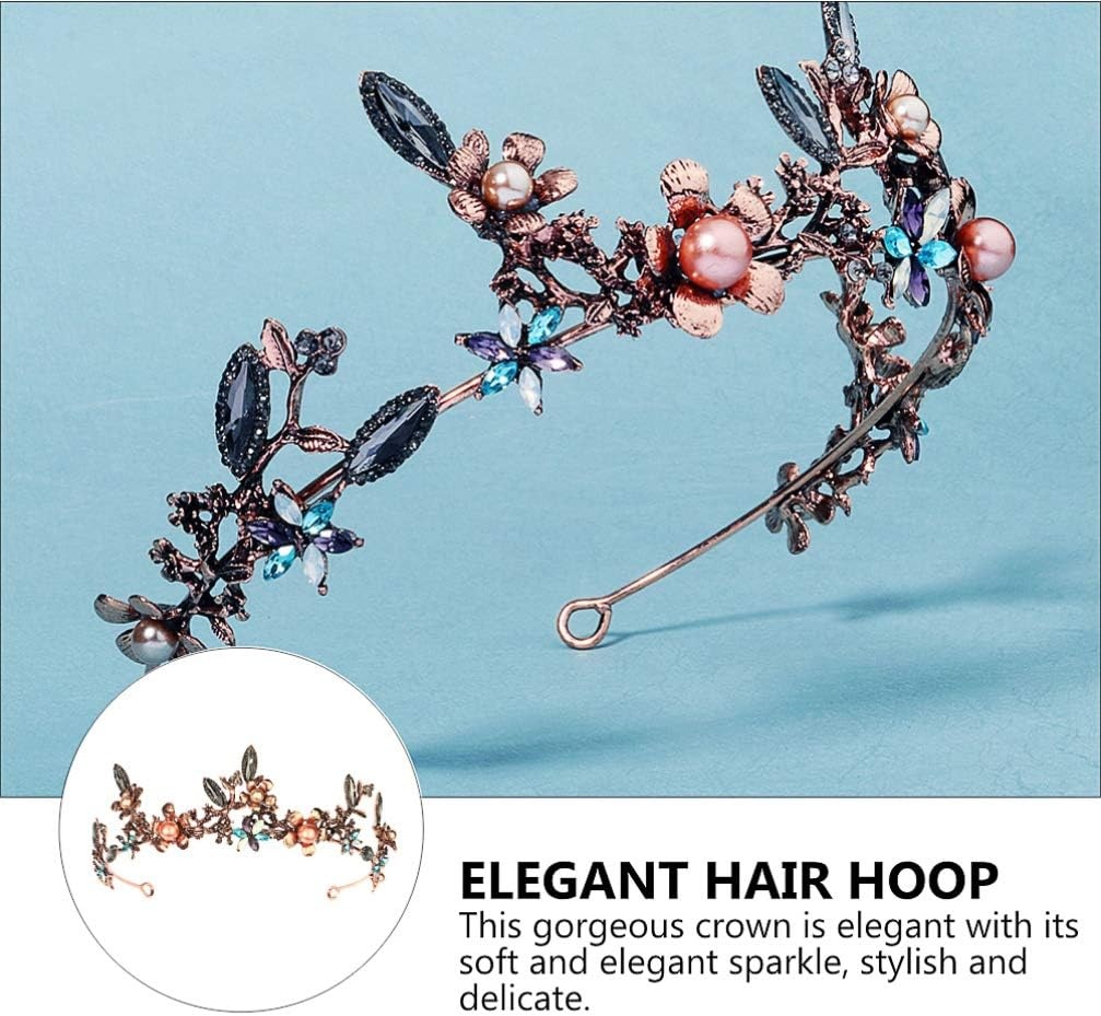 image:imageBeaupretty Baroque 1 Pc Korean Style Forest Crown Artificial Flower Headpieces Vintage Tiara and Crowns for Women Tiara Wedding Retro Bridal Prom Photo Prop Alloy Props Bride