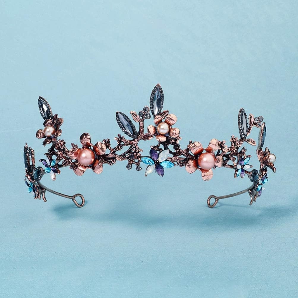 image:imageBeaupretty Baroque 1 Pc Korean Style Forest Crown Artificial Flower Headpieces Vintage Tiara and Crowns for Women Tiara Wedding Retro Bridal Prom Photo Prop Alloy Props Bride