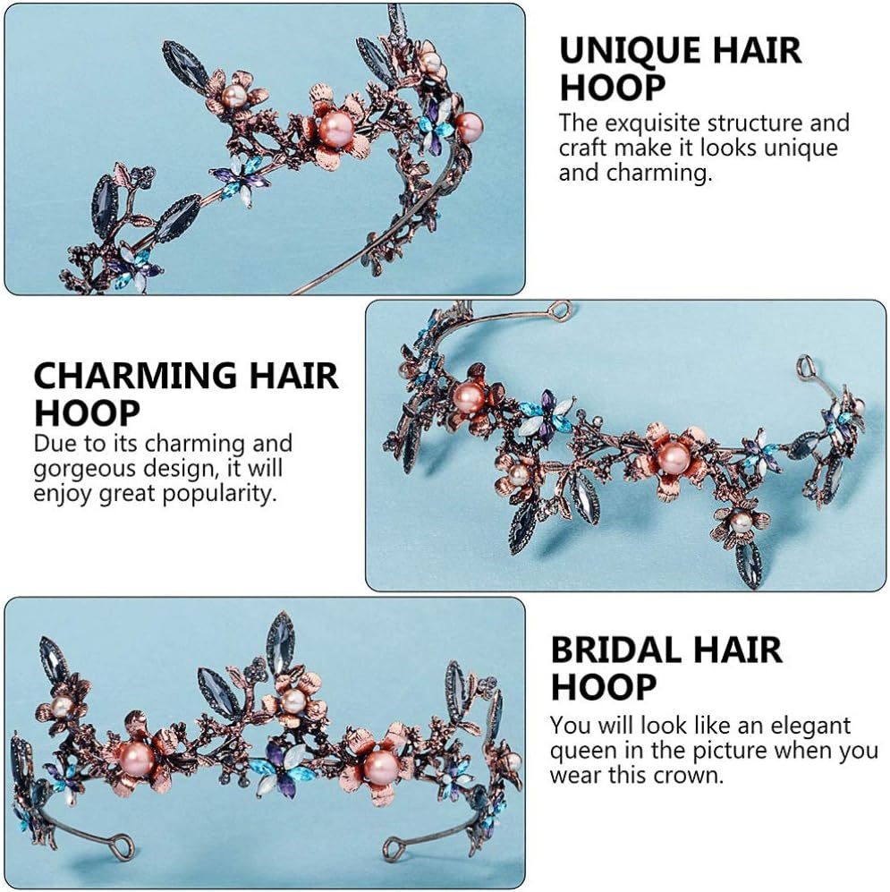 image:imageBeaupretty Baroque 1 Pc Korean Style Forest Crown Artificial Flower Headpieces Vintage Tiara and Crowns for Women Tiara Wedding Retro Bridal Prom Photo Prop Alloy Props Bride