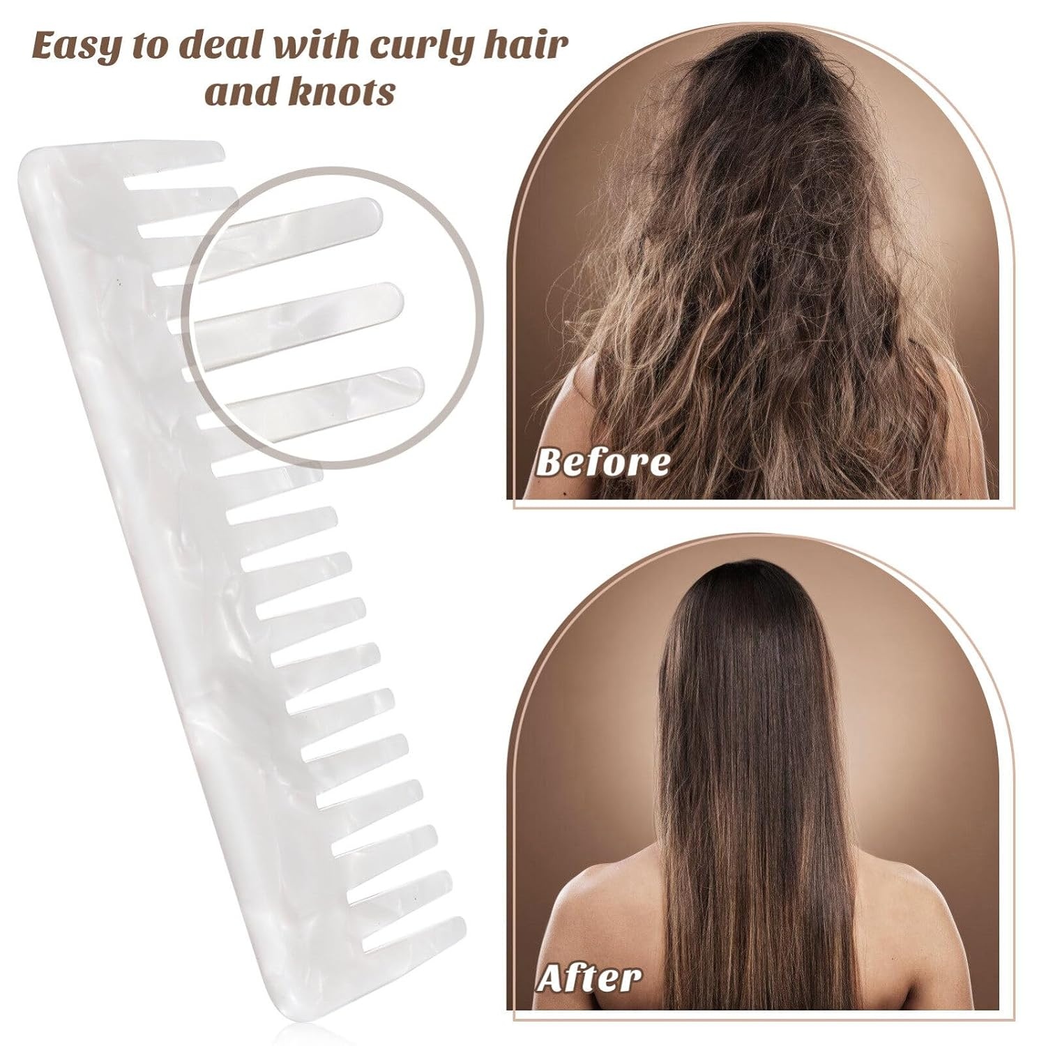 image:imageBeaupretty Hair Detangling Comb 3 Pieces Tortoiseshell Hair Comb Simple Vintage Barber Shop s Anti Static Plastic Large Hairdressing Tools For Salon Styling Home White