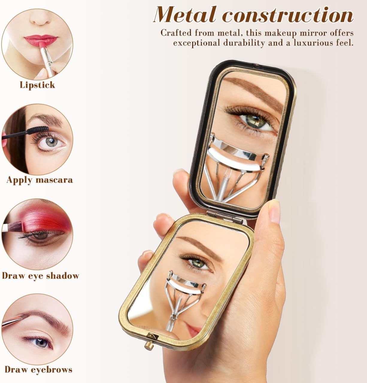 image:imageBeaupretty Vintage Compact Mirror Elegant Peacock DoubleSided Metal Folding Makeup Mirror for Purse amp Travel Antique European Style