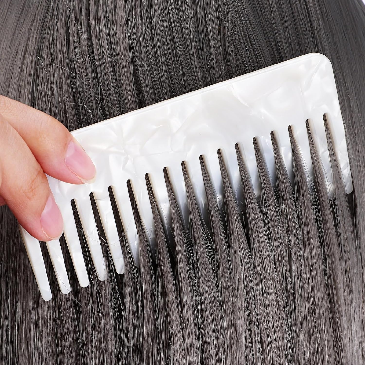 image:imageBeaupretty Wide Tooth Comb Tortoiseshell Hair Comb Simple Vintage Barber Shop s Anti Static Plastic Large Hairdressing Tools For Salon Styling Home ColoursWhite