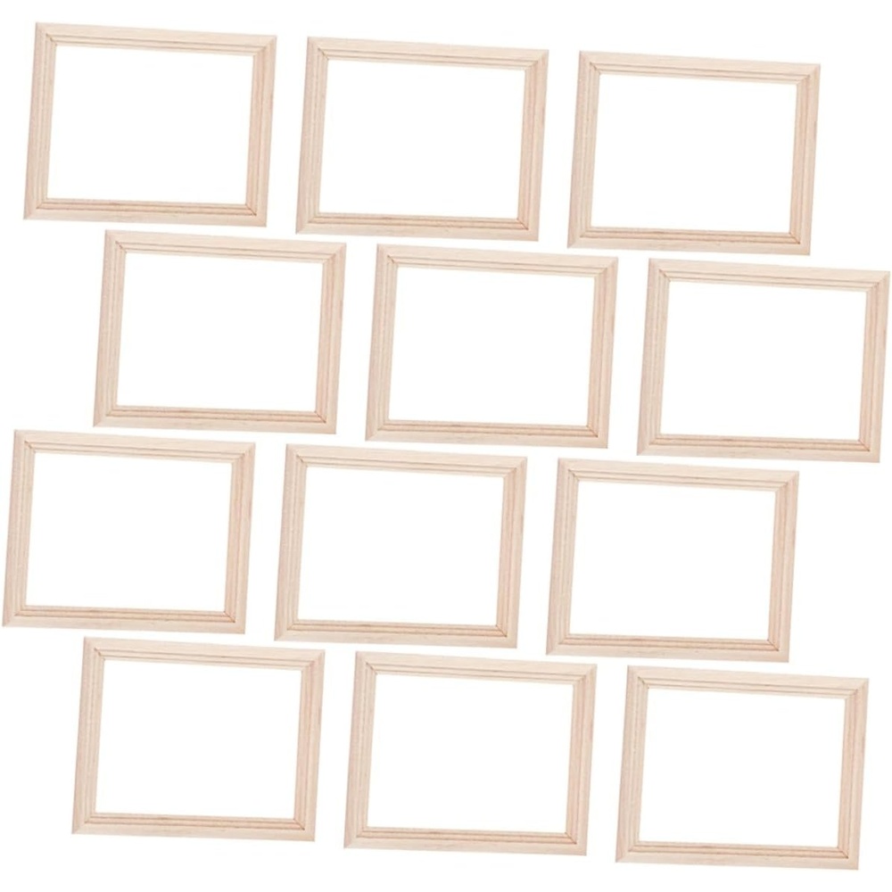 image:imageBeaupretty 12pcs Mini Wooden Photo Frame Models for Dollhouse Decor Scale Micro Landscape Props with Fine Craftsmanship Natural Wood Color Miniature Picture Frames for DIY Scenes