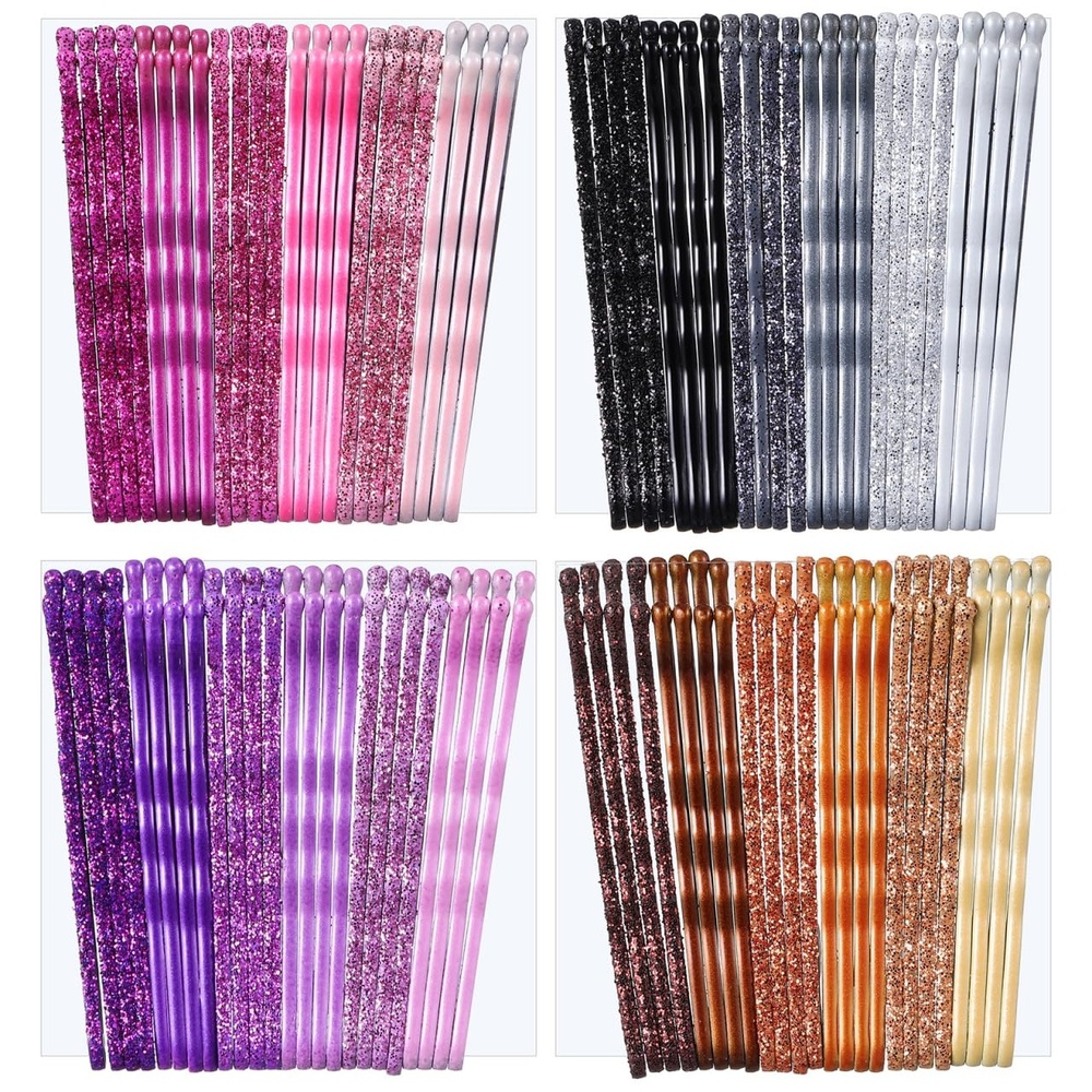 image:imageBeaupretty 96Pack Glitter Bobby Pins for Women and Girls Sparkly Metal Hair Clips with Stoving Varnish Colorful NonSlip Hair Barrettes for Decorative Styling amp Travel