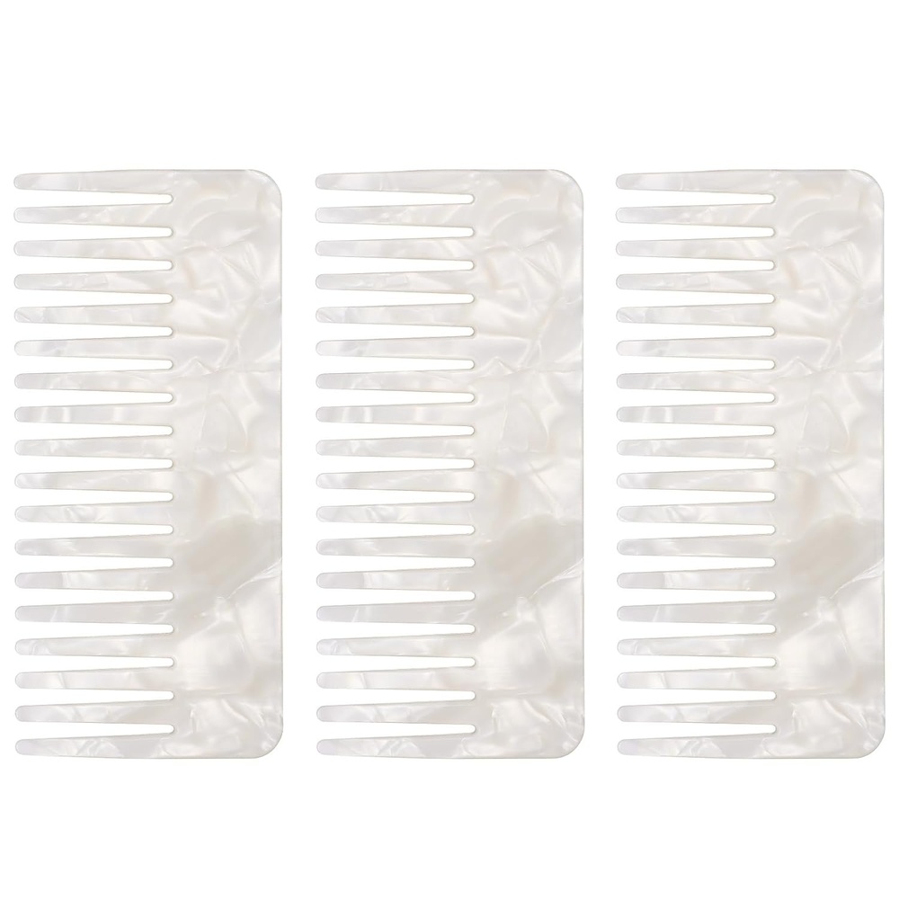 image:imageBeaupretty Hair Detangling Comb 3 Pieces Tortoiseshell Hair Comb Simple Vintage Barber Shop s Anti Static Plastic Large Hairdressing Tools For Salon Styling Home White