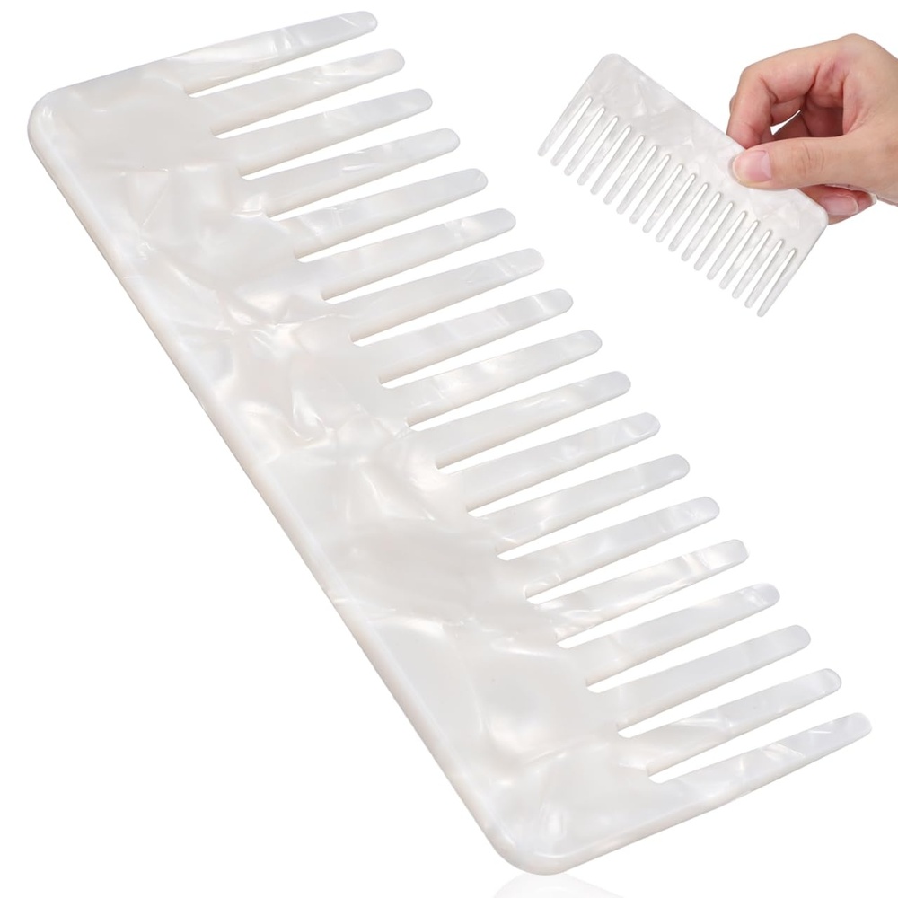 image:imageBeaupretty Wide Tooth Comb Tortoiseshell Hair Comb Simple Vintage Barber Shop s Anti Static Plastic Large Hairdressing Tools For Salon Styling Home ColoursWhite