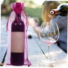 image:image10pcs Sheer Wine Bag Mesh Organza Wine Bottle Cover Dresses Wrap Christmas Bags with Drawstring Dark RedRosy