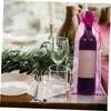 image:image10pcs Sheer Wine Bag Mesh Organza Wine Bottle Cover Dresses Wrap Christmas Bags with Drawstring Dark RedRosy