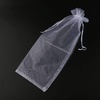 image:image10pcs Sheer Wine Bag Mesh Organza Wine Bottle Cover Dresses Wrap Christmas Bags with Drawstring Dark RedWhite