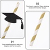 image:image12pcs Graduation Theme Bendable Drinking Straws Flexible Decorative Straws Graduation Party Supplies Disposable Celebrations