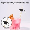 image:image12pcs Graduation Theme Bendable Drinking Straws Flexible Decorative Straws Graduation Party Supplies Disposable Celebrations