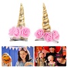 image:image2 Pieces Horn Hair Clips Girls Hair Clips Flower Hair Barrettes Metal Halloween Party Favors Decor ColorfulGolden Pink