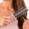 image:image2pcs Round Hair Brush Compact Quiff Comb Retractable Curling Hairbrush Blow Drying Travel Styling Brush for Women