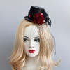 image:imageBeaupretty 1920s Fascinator Hat Mini Tea Party Hats for Women Black Satin Mini Top Hat Hair Clip with Feather and Mesh Veil Headwear for Wedding Cosplay Halloween