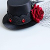 image:imageBeaupretty 1920s Fascinator Hat Mini Tea Party Hats for Women Black Satin Mini Top Hat Hair Clip with Feather and Mesh Veil Headwear for Wedding Cosplay Halloween