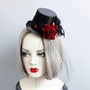 image:imageBeaupretty 1920s Fascinator Hat Mini Tea Party Hats for Women Black Satin Mini Top Hat Hair Clip with Feather and Mesh Veil Headwear for Wedding Cosplay Halloween