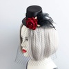 image:imageBeaupretty 1920s Fascinator Hat Mini Tea Party Hats for Women Black Satin Mini Top Hat Hair Clip with Feather and Mesh Veil Headwear for Wedding Cosplay Halloween