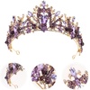 image:imageBeaupretty 1pc Purple Crystal Crown Wedding Hair Crown Bride Delicate Hair Jewelry Delicate Headdress Decorative Wedding Decor Fashion Women Tiara
