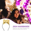 image:imageBeaupretty 2024 Happy New Year Headband Glitter Star Headband 2024 Hair Clasp 2024 New Year Eve Headwear Christmas Hair AccessoriesGoldGold