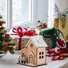 image:imageBeaupretty 2PCS Wooden Christmas Houses Luminous Gingerbread House Christmas Decor Tiny Ornaments for Indoor