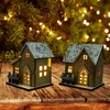 image:imageBeaupretty 2PCS Wooden Christmas Houses Luminous Gingerbread House Christmas Decor Tiny Ornaments for Indoor