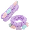 image:imageBeaupretty 2pcs Plush Spa Headband Cute Heart Coral Fleece Makeup Headband Soft Elastic Head Wrap Cosmetic Bow Hair Bands Women Facial Hair Scrunchies for Shower WhiteViolet