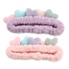 image:imageBeaupretty 2pcs Plush Spa Headband Cute Heart Coral Fleece Makeup Headband Soft Elastic Head Wrap Cosmetic Bow Hair Bands Women Facial Hair Scrunchies for Shower WhitePink Violet