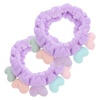 image:imageBeaupretty 2pcs Plush Spa Headband Cute Heart Coral Fleece Makeup Headband Soft Elastic Head Wrap Cosmetic Bow Hair Bands Women Facial Hair Scrunchies for Shower WhiteViolet