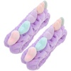 image:imageBeaupretty 2pcs Plush Spa Headband Cute Heart Coral Fleece Makeup Headband Soft Elastic Head Wrap Cosmetic Bow Hair Bands Women Facial Hair Scrunchies for Shower WhiteViolet