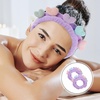image:imageBeaupretty 2pcs Plush Spa Headband Cute Heart Coral Fleece Makeup Headband Soft Elastic Head Wrap Cosmetic Bow Hair Bands Women Facial Hair Scrunchies for Shower WhiteViolet