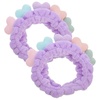 image:imageBeaupretty 2pcs Plush Spa Headband Cute Heart Coral Fleece Makeup Headband Soft Elastic Head Wrap Cosmetic Bow Hair Bands Women Facial Hair Scrunchies for Shower WhiteViolet