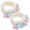 image:imageBeaupretty 2pcs Plush Spa Headband Cute Heart Coral Fleece Makeup Headband Soft Elastic Head Wrap Cosmetic Bow Hair Bands Women Facial Hair Scrunchies for Shower WhiteWhite