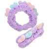 image:imageBeaupretty 2pcs Plush Spa Headband Cute Heart Coral Fleece Makeup Headband Soft Elastic Head Wrap Cosmetic Bow Hair Bands Women Facial Hair Scrunchies for Shower WhiteViolet