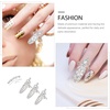 image:imageBeaupretty 3 Pieces Finger Nail Rings Rhinestone Crown Fingernail Rings Fashion Crown Knuckle Nail Rings Decoration Tip for Girls Women