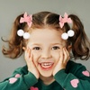 image:imageBeaupretty 4 Pairs Christmas Hair Bows Clips Furry Balls Tassels Velvet Bows Barrettes Hair Accessory for Baby Girls Toddlers Red Green Black Pink