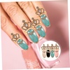 image:imageBeaupretty 4 Pcs Finger Nail Rings Luxury Crystal Rhinestone Fingernails Ring Fashion Crown Knuckle Nail Rings Decoration Tip for Women