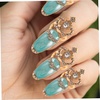 image:imageBeaupretty 4 Pcs Finger Nail Rings Luxury Crystal Rhinestone Fingernails Ring Fashion Crown Knuckle Nail Rings Decoration Tip for Women