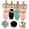 image:imageBeaupretty 4 Pcs Finger Nail Rings Luxury Crystal Rhinestone Fingernails Ring Fashion Crown Knuckle Nail Rings Decoration Tip for Women