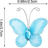 image:imageBeaupretty 50pcs Butterflies DIY Craft Sheer Mesh Wire Glitter Butterfly with Gem for Wedding Home Decor Party PurpleSkyblue