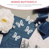 image:imageBeaupretty 50pcs Butterflies DIY Craft Sheer Mesh Wire Glitter Butterfly with Gem for Wedding Home Decor Party PurpleWhite