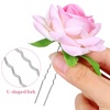 image:imageBeaupretty 6 Pcs Pink Rose Hair Pins for Wedding UShaped Simulated Flower Clips Elegant Bridal Hair Forks for Bridesmaids Prom amp Garden PartyPink