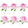 image:imageBeaupretty 6 Pcs Pink Rose Hair Pins for Wedding UShaped Simulated Flower Clips Elegant Bridal Hair Forks for Bridesmaids Prom amp Garden PartyPink