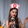image:imageBeaupretty 6 Pieces Nurse Hat Headband with Red Cross Halloween Costume Accessory Nurse Hat Costume Nurse Costume Women Accessories Halloween Party Supplies