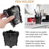image:imageBeaupretty Acrylic Makeup Brush Holder Cup Transparent Carved Cosmetic Brush Pot Storage Organizer for Vanity Makeup Brushes Pens and Small TrinketsBlack