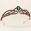 image:imageBeaupretty Baroque Crown Headband Wedding Bridal Crystal Crown Halloween Gemstone Tiara for Women Girls Supplies GoldenGreen