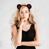 image:imageBeaupretty Bear Ears Headband Cute Plush Animal Ears Headband Party Headwear Women Spa for Women GirlsBlack RedBlack Red
