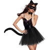 image:imageBeaupretty Black Cat Costume for Women Cat Costume Accessories Cat Ear Headband Tail Cosplay Tutu Skirt Bow Tie Half Mask Black Animal Halloween Accessory Kit for Women Girls